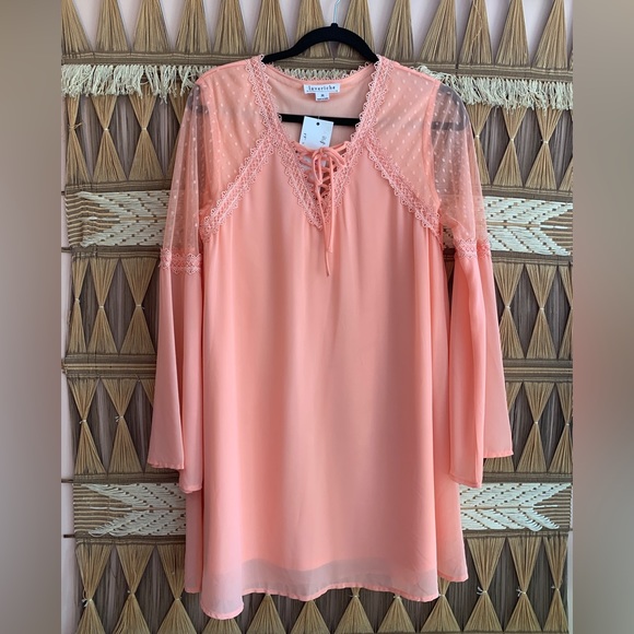 BNWT Beautiful Peach Beachy Boho Babydoll Dress - Picture 15 of 16